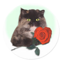 Persian Kitty with Rose stickers by janbalaya Persian Kitty with Rose stickers