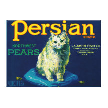 Persian Pear Crate LabelYakima, WA Stretched Canvas Print