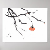 Persimmon and Branches Art Print