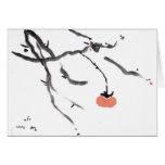 Persimmon and Branches card with Japanese Proverb