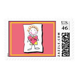 Person Holding Heart - Valentine's Day Postage Stamp Person Holding Heart - Valentine's Day Postage Stamp