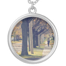 Person Walking Down Residential Street Pendant