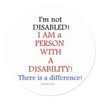PERSON WITH A DISABILITY 1 STICKERS