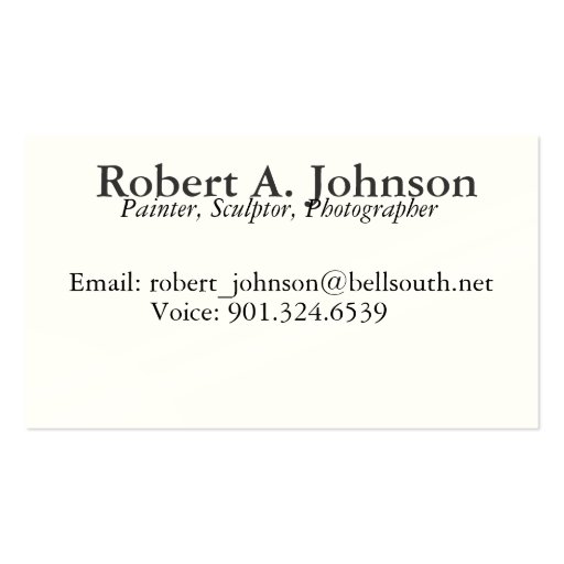 Personal Business Card (Artist) (back side)