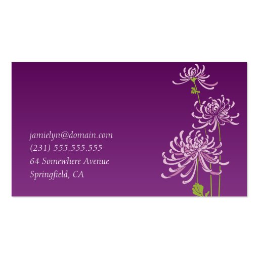 Personal Business Card - Purple Floral Template (back side)