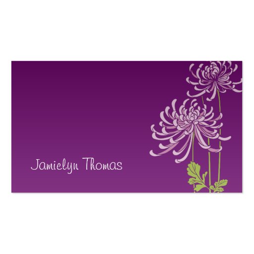 Personal Business Card - Purple Floral Template (front side)