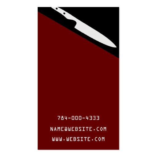 PERSONAL CHEF BUSINESS CARDS (back side)