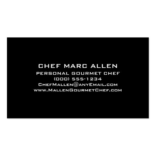 Personal Chef BW Business Card (back side)