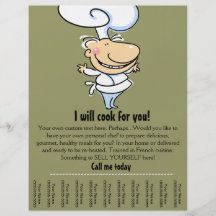 Personal chef/catering tear sheet flyer
