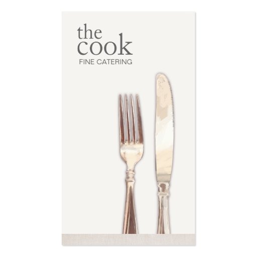Personal Chef Elegant Catering Fork and Knife Business Card (front side)