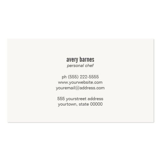 Personal Chef Knife Catering Simple and Modern Business Cards (back side)