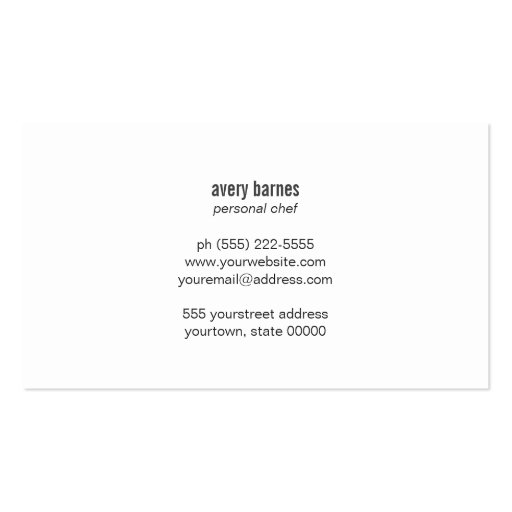 Personal Chef Knife Simple Culinary Catering Business Cards (back side)