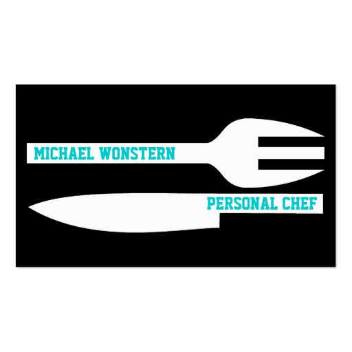 Personal chef minimalist business card black white