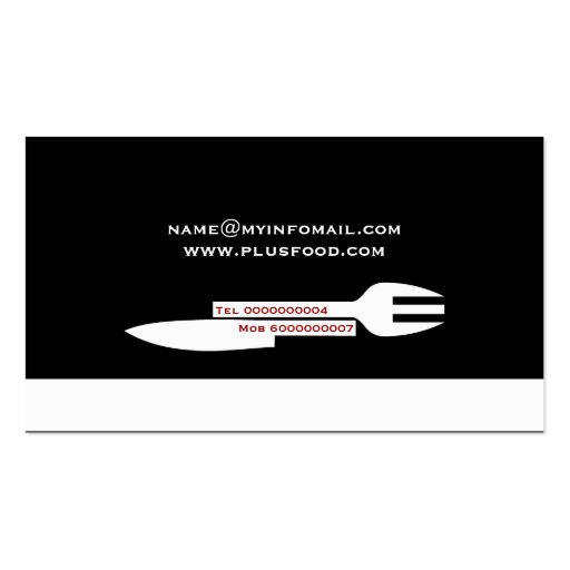 Personal chef minimalist business card black white business card templates (back side)