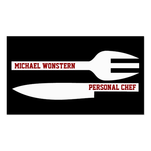 Personal chef minimalist business card black white business card templates (front side)