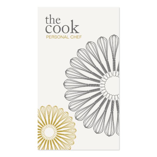 Personal Chef Modern Catering Whisk Elegant Business Card Templates (front side)