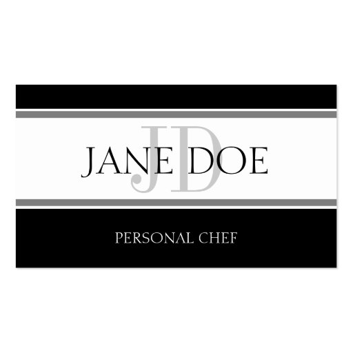 Personal Chef Stripe W/W Business Card (front side)