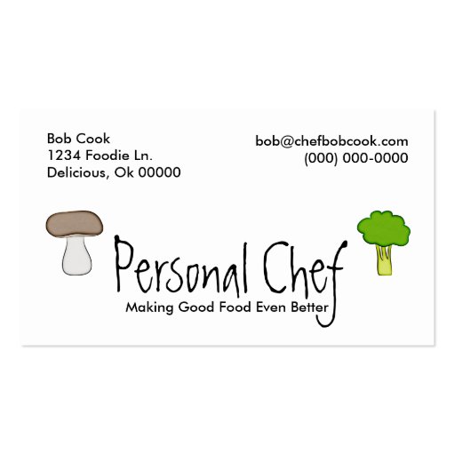 Personal Chef Veggie Vegetables Food Cook Art Business Cards (back side)