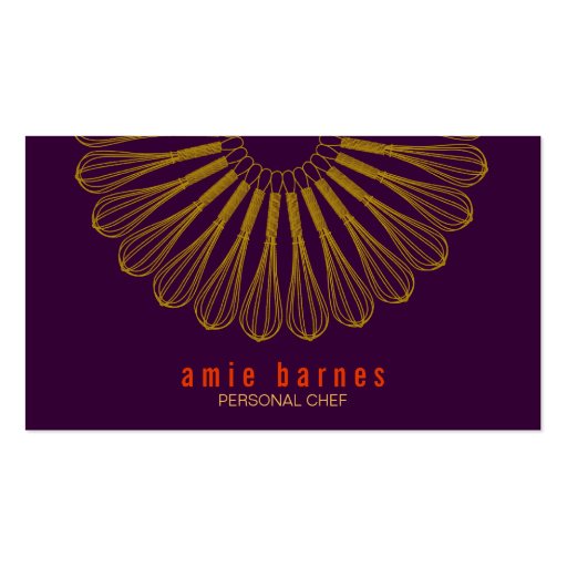 Personal Chef Whisk Logo Purple Business Card (front side)