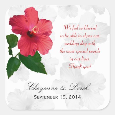 Personal Message Hibiscus Favor Labels Stickers