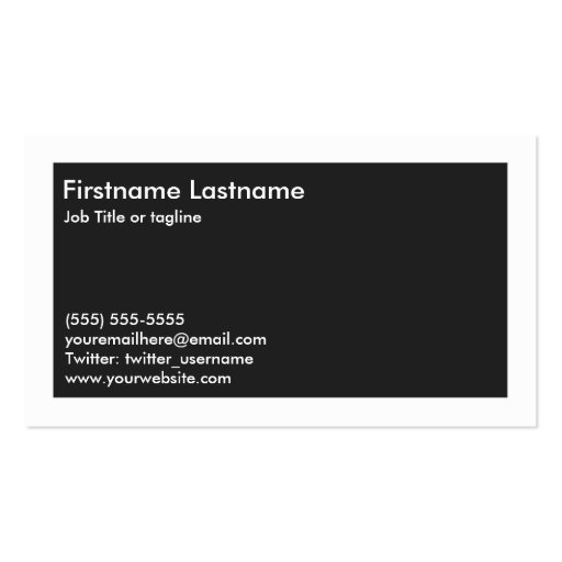 Personal Networking Business Cards in Black (back side)