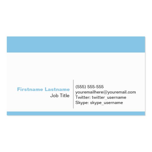 Personal Networking Business Cards in Blue (back side)