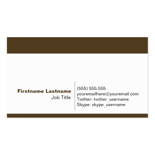 Personal Networking Business Cards in Brown (back side)