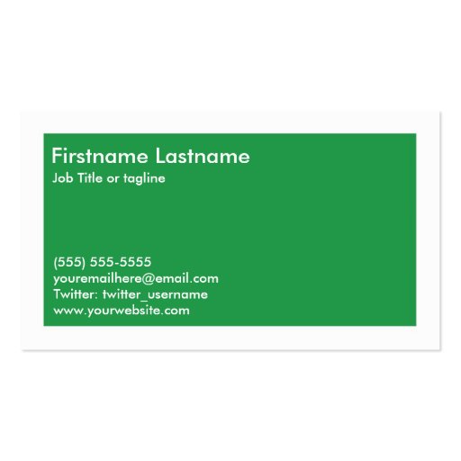 Personal Networking Business Cards in Green (back side)