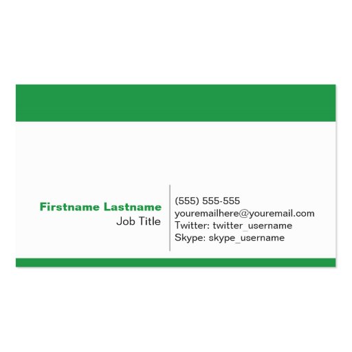 Personal Networking Business Cards in Green (back side)