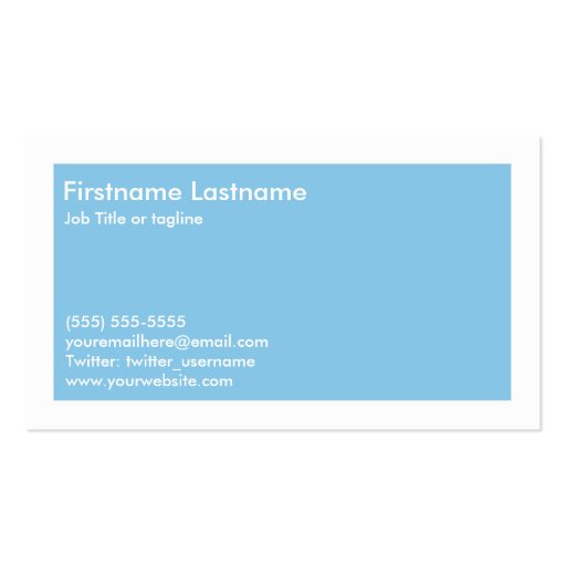 Personal Networking Business Cards in Light Blue (back side)