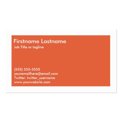 Personal Networking Business Cards in Orange (back side)