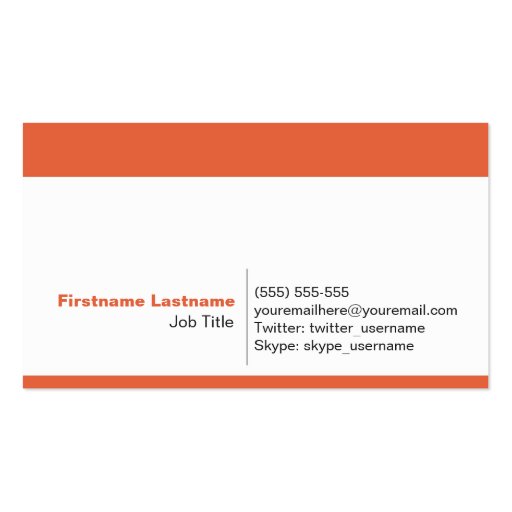 Personal Networking Business Cards in Orange (back side)