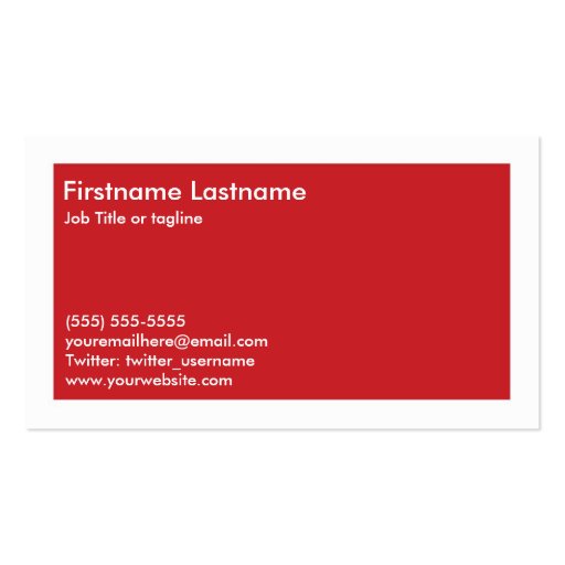 Personal Networking Business Cards in Red (back side)
