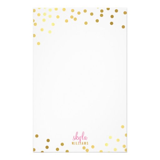 PERSONAL NOTE cute glamorous gold foil confetti Stationery | Zazzle