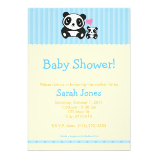 Personal Photo Panda Baby Shower - Blue & Orange Invitations