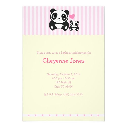 Personal Photo Panda Birthday Invitation - Pink