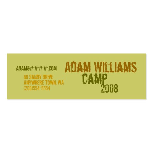 Personal Profile Cards - Camp Business Card (front side)