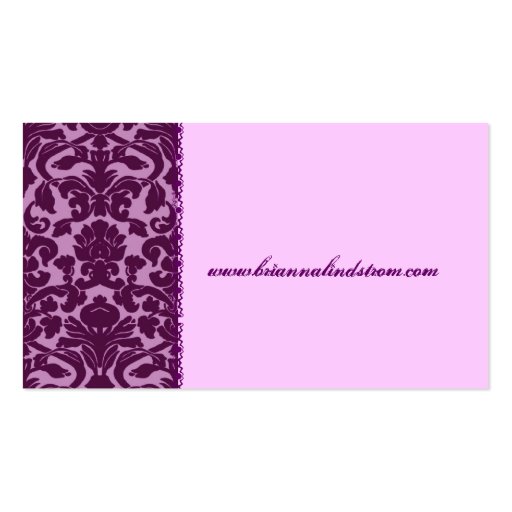 Personal PURPLE and PINK Damask Business Card (back side)