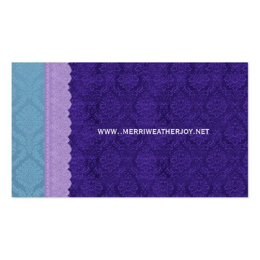 Personal Purple Damask and Lace V26 Business Card Templates (back side)