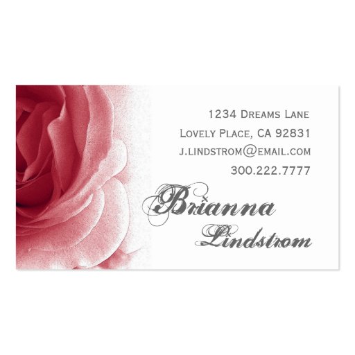 Personal Soft Red Floral Rose Template Business Card Templates (front side)