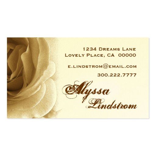 Personal Soft Sepia and Cream Rose Business Card (front side)