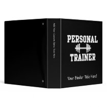 Personal Trainer Black and White Dumbell Training 3 Ring Binders