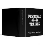 Personal Trainer Black and White Dumbell Training 3 Ring Binders