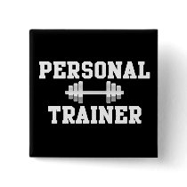 Personal Trainer Black and White Dumbell Training Pin