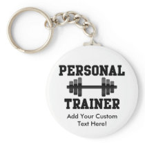 Personal Trainer Black and White Dumbell Training Keychains