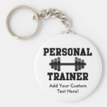 Personal Trainer Black and White Dumbell Training Keychains