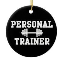 Personal Trainer Black and White Dumbell Training Christmas Ornament
