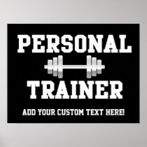 Personal Trainer Black and White Dumbell Training Posters