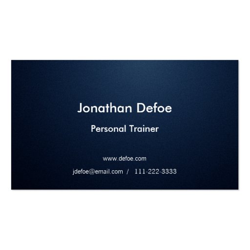 Personal Trainer Blue Business Card (back side)