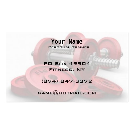 Personal Trainer Business Card Templates (back side)